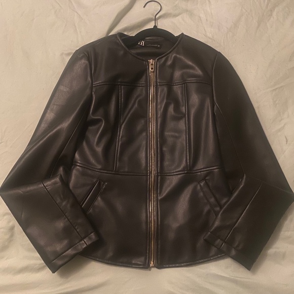 Zara Black Leather Jacket - Picture 1 of 3